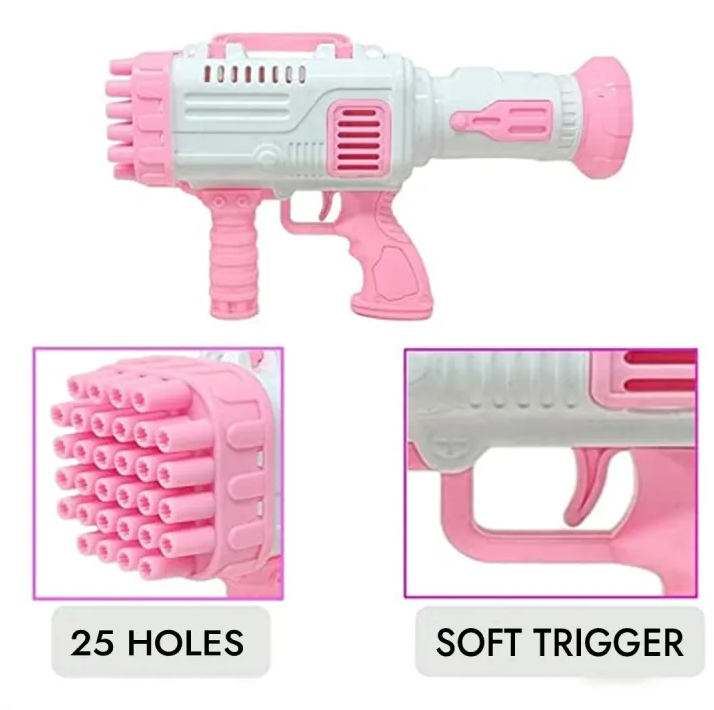 Bubble Gan 25 Holes Automatic Bubble Gun Toy Machine Gun Bubble Blower for Kids