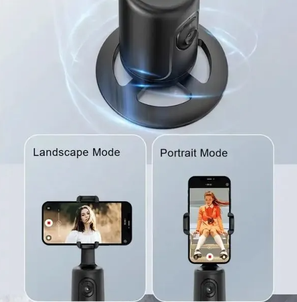 360 Degree Rotation AI Auto Face Object Tracking Mobile Stand Cell Phone Holder