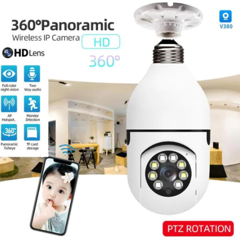V380 PRO E27 360 Degree LED Light 1080P Wireless Panoramic Home Security WiFi Camera