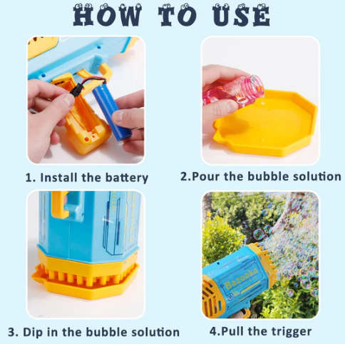 Bubble Gun 69 Holes With Light Rechargeable