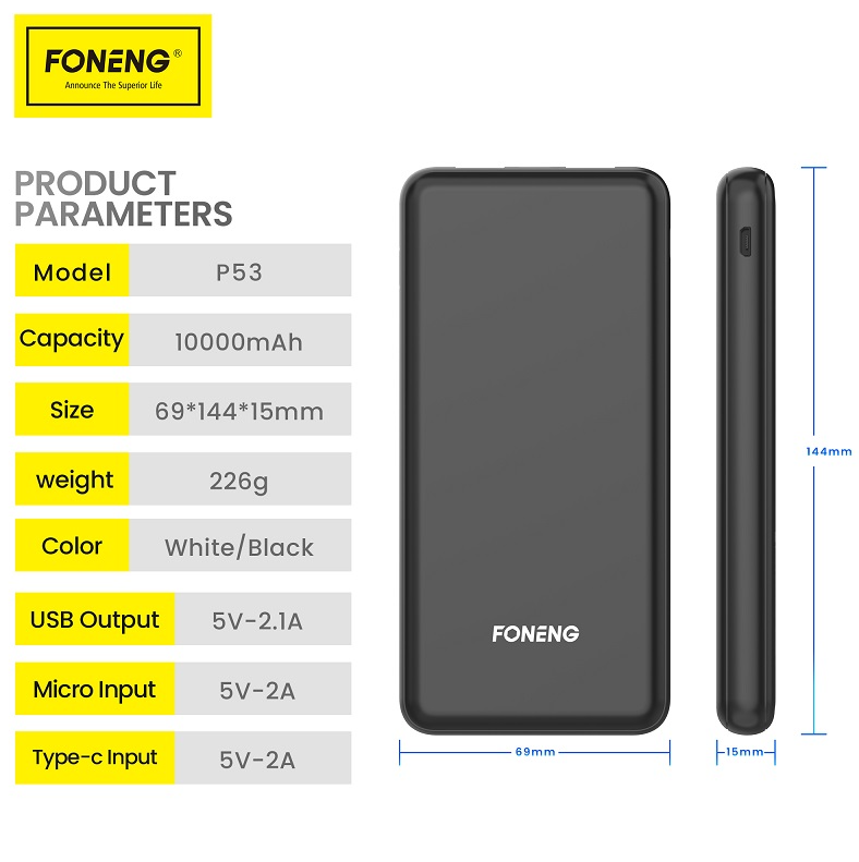 Power Bank Foneng 10,000mAh P53