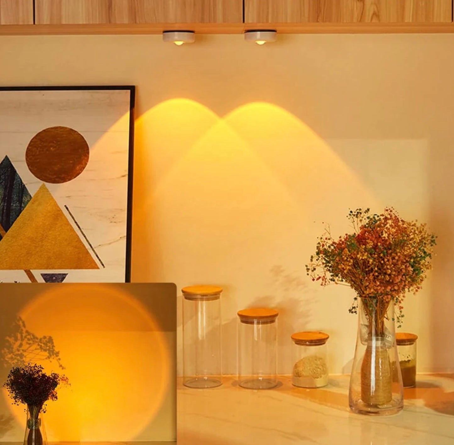 Sphere Lights ,Bedroom Decor Lights Touch Sunset Lamp Cabinet Ambient Night Light for Wall