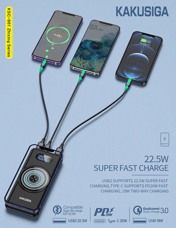 Power Bank + Magnetic Wireless KAKUSIGA 10,000mAh KSC- 661