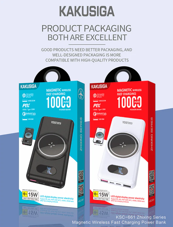 Power Bank + Magnetic Wireless KAKUSIGA 10,000mAh KSC- 661