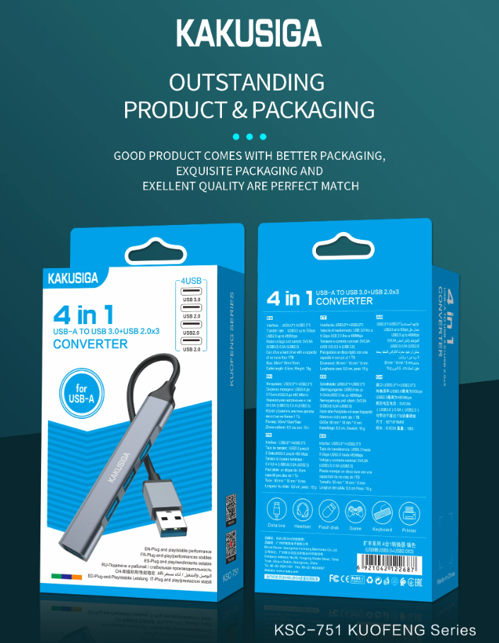 4in1 Converter USB-A To Usb OR Type-C To Usb 3.0 Converter Kakusiga KSC752Kakusiga KSC-751