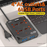 6 USB With 4 Anti-Static Power Socket MoXom KH-63Y