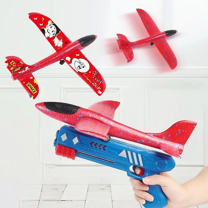 Airplane Launcher Toy, Foam Throwing Glider With Shot Gun, Kids Foam Glider Catapult