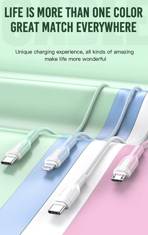 Fast Charging USB Cable XO-NB212 Lightning/Type-C/Micro