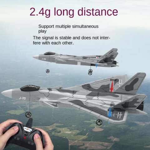 RC Plane J20 Fighter Remote Control Airplane Anti-collision Soft Rubber Head Glider with Culvert Design Aircraft