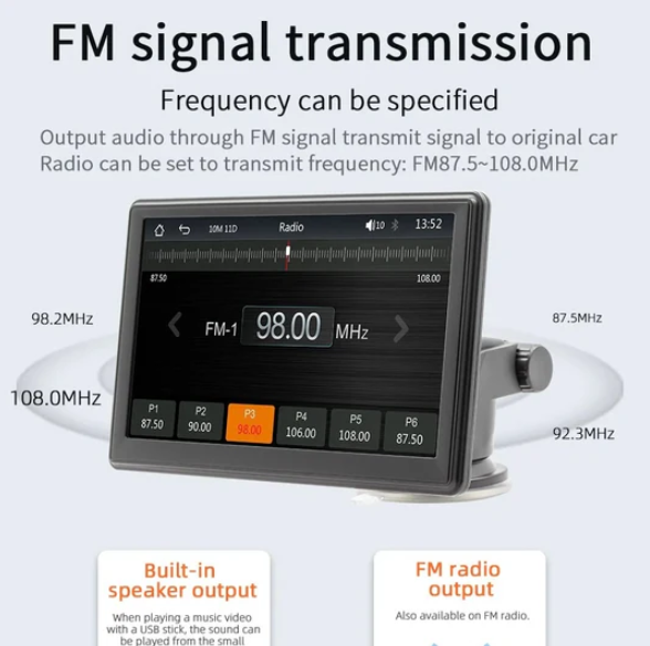 7 Inch Portable Multimedia Cigarette Input Support Car-play And Android