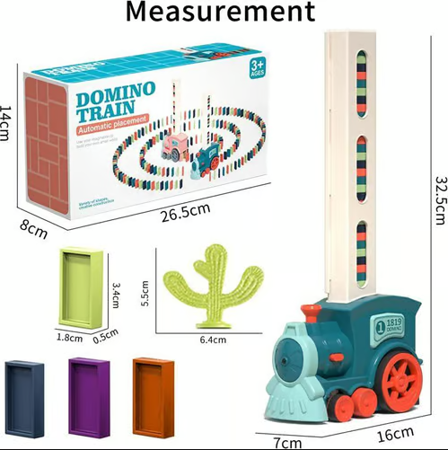 Colorful Electric Domino Train Set with 60Pcs Building Blocks for Kids Children Fun