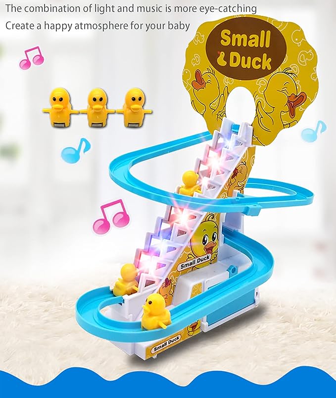 Electric Duck Climbing Stair Toy Kids Roller Coaster Duck Toy Gift