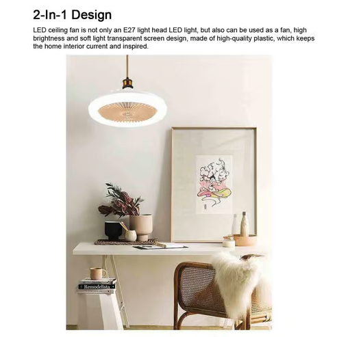 Modern Ceiling Fan with Light 2-In-1 Low Profile Ceiling Fans 24CM