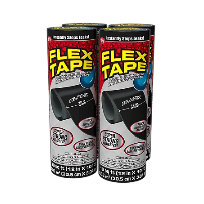 Flex Tape, 12 in x 10 ft, Black, Original Thick Flexible Rubberized Waterproof Tape - Seal and Patch Leaks, Works Underwater, Indoor Outdoor Projects