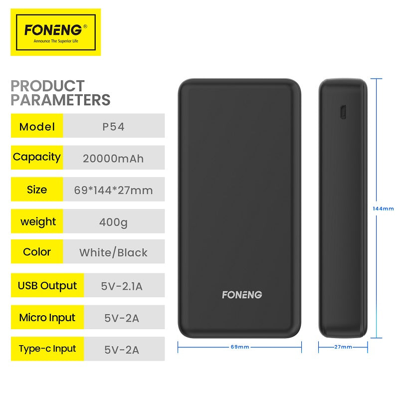 Foneng 2 Usb Power Bank 20,000mAh P54
