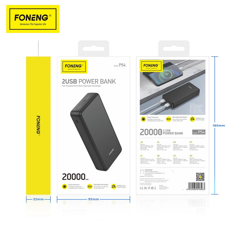 Foneng 2 Usb Power Bank 20,000mAh P54