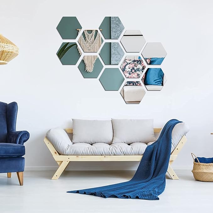 Hexagon Mirror Wall Sticker Set 12pcs