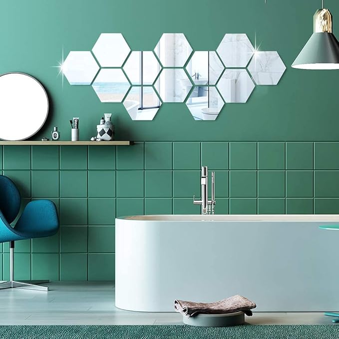 Hexagon Mirror Wall Sticker Set 12pcs