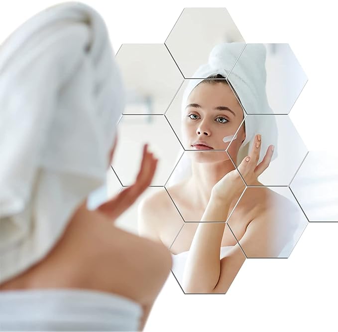 Hexagon Mirror Wall Sticker Set 12pcs