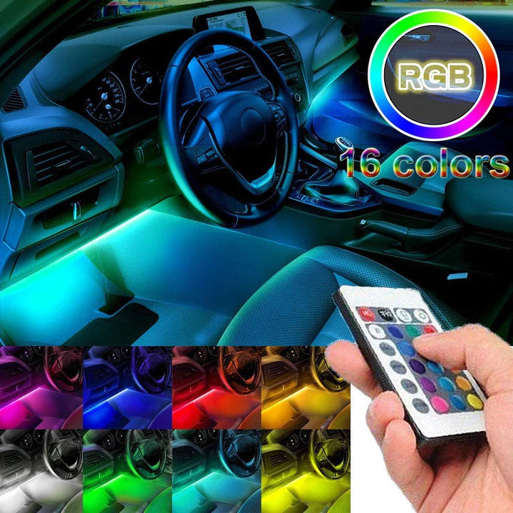 Car LED Interior Atmosphere Lights Optic Fiber APP Music Control RGB Ambient Light Auto Decorative