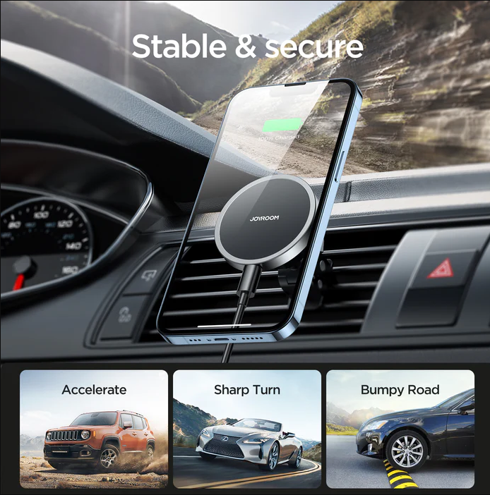 Magnetic Wireless Car Charge + Holder (Dashboard/ Air Vent)