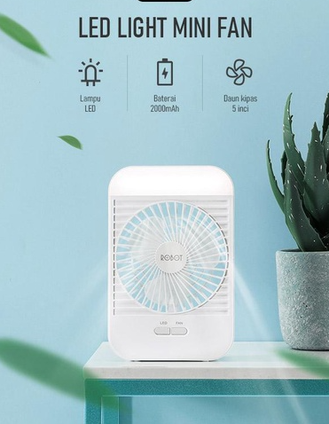 JTC, 5" Rechargeable Mini Fan, Led Lights, AC/DC Operated, UP to 6 Hours on Battery
