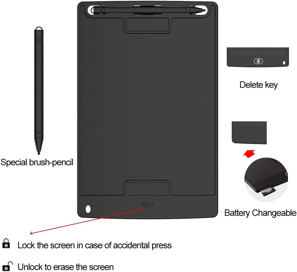 LCD Writing Tablet, 8.5 Inch/10 Inch/12 Inch Electronic Writing Board with Memory Lock Button, Environment Friendly Drawing Pad