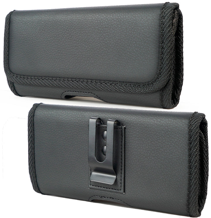 Premium Leather Horizontal Large Size Pouch Protective Carrying Cell Phone Case with Belt Clip