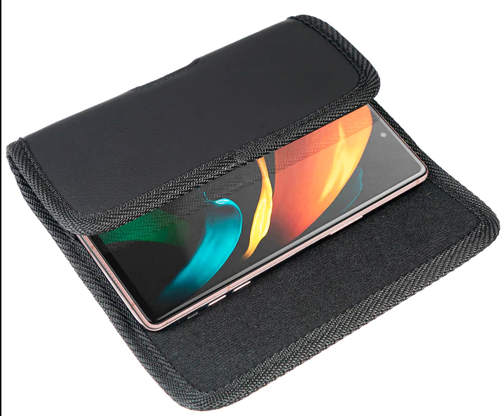 Premium Leather Horizontal Large Size Pouch Protective Carrying Cell Phone Case with Belt Clip