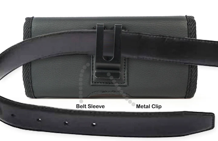 Premium Leather Horizontal Large Size Pouch Protective Carrying Cell Phone Case with Belt Clip
