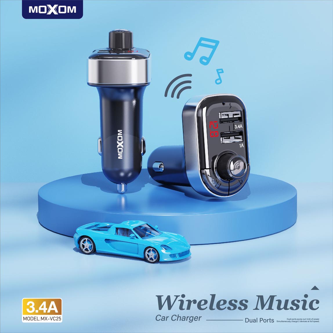 Wireless Music Car Charger MOXOM mx-VC25/VC-26