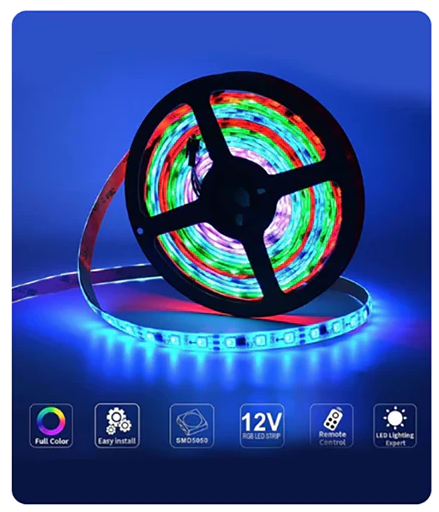 RGB Remote Control LED Strip Light- Multi Colors Changing, Waterproof 5-Meter RGB