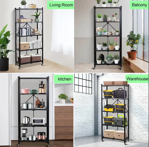 Tier Storage Shelves Foldable Storage Shelf Rack Storage Shelving On Wheels For Kitchen