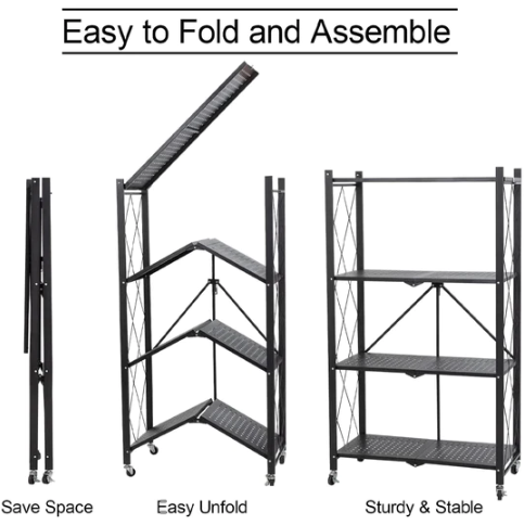 Tier Storage Shelves Foldable Storage Shelf Rack Storage Shelving On Wheels For Kitchen