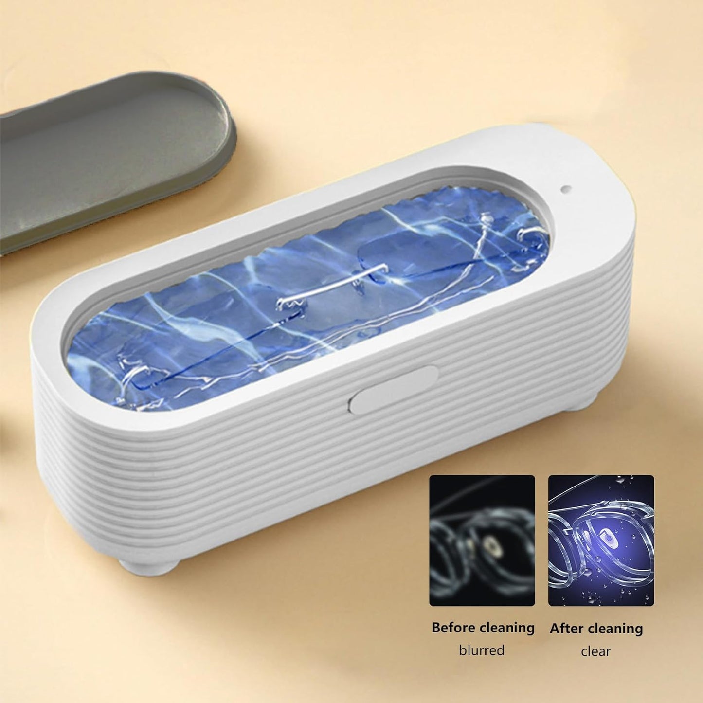 Ultrasonic Glasses Cleaner, 360° Deep Cleaning, Silent Jewelry Cleaner Ultrasonic Machine USB Powered, Clean Pod for Watches/Glasses/Jewelry