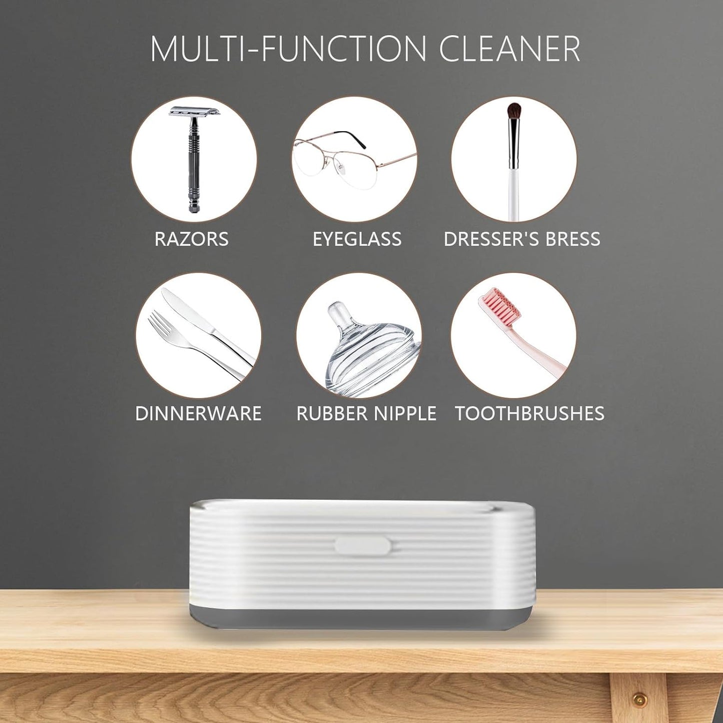 Ultrasonic Glasses Cleaner, 360° Deep Cleaning, Silent Jewelry Cleaner Ultrasonic Machine USB Powered, Clean Pod for Watches/Glasses/Jewelry