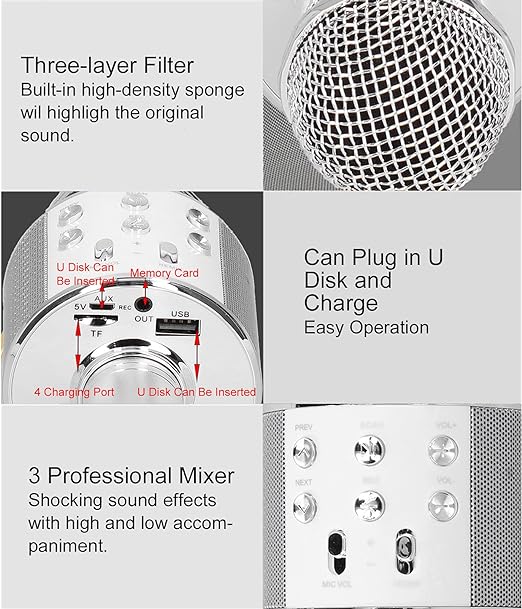Wireless Microphone Hifi Speaker Handhled KTv WS-858
