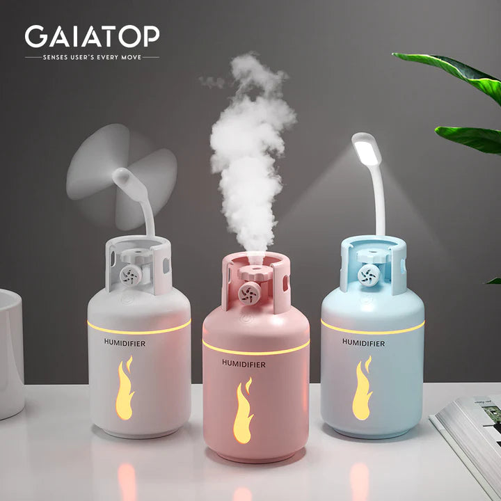 3 In 1 Gas Tank Humidifier, USB Fan, LED Light