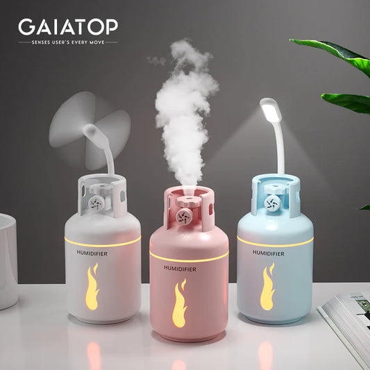 3 In 1 Gas Tank Humidifier, USB Fan, LED Light