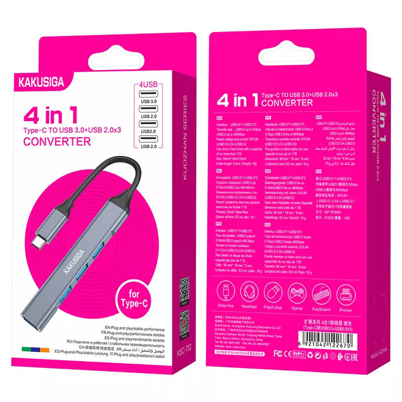 4in1 Converter USB-A To Usb OR Type-C To Usb 3.0 Converter Kakusiga KSC752Kakusiga KSC-751