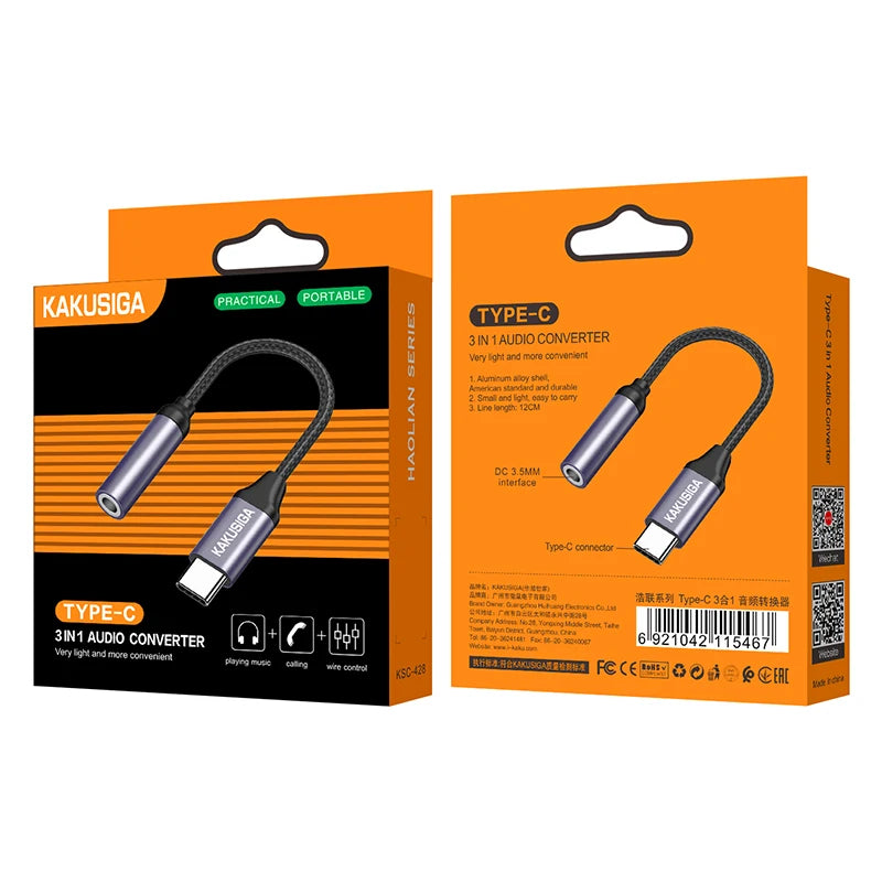3in1 Audio Converter Kakusiga KSC-428 AUX to Type-C