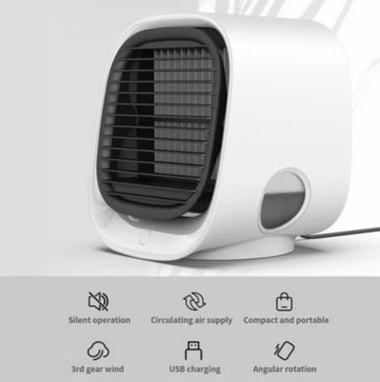 Portable Air Cooler Conditioner Usb Rechargeable Humidifier Purifier Room Cooling 3 Adjustable Speeds