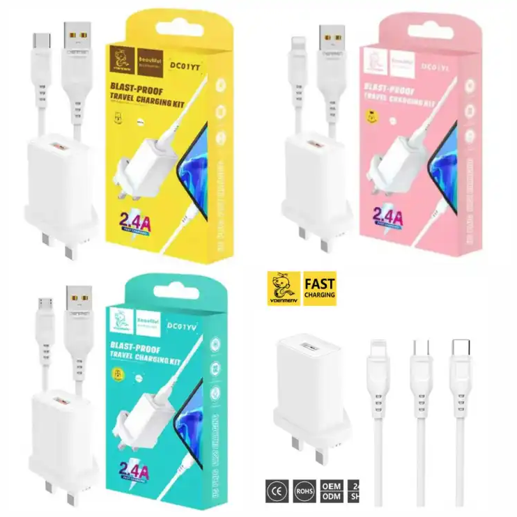 Travel Charging Kit Denmen DC01T micro/Lightning/Type-C