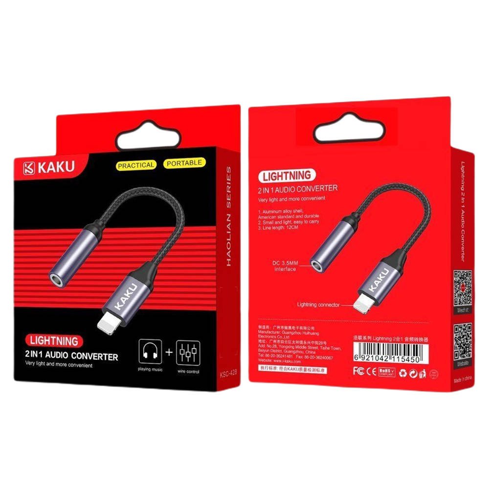 2in1 Audio Converter Kakusiga KSC-428 AUX to Lightning