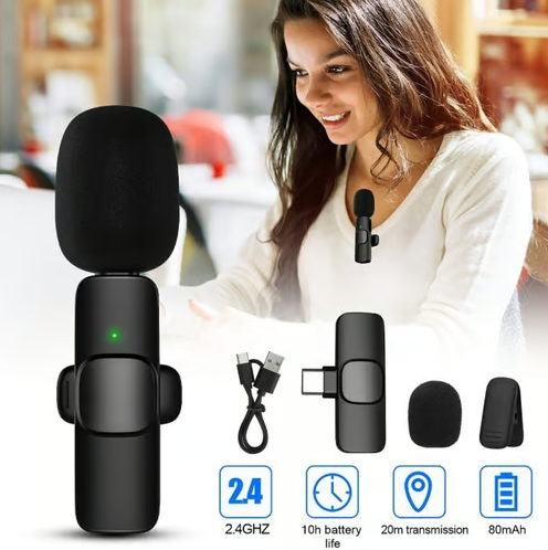 2 Dual Wireless Microphones Lightning/Type-C K9