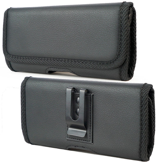 Premium Leather Horizontal Large Size Pouch Protective Carrying Cell Phone Case with Belt Clip