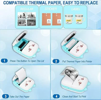Pocket Mini Printer, Bluetooth Wireless Mini Thermal Printer