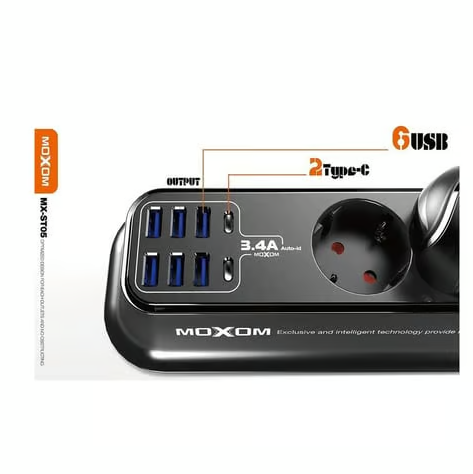 Fortess 2m Cord Socket in 12 Outlets MoXom MXST05