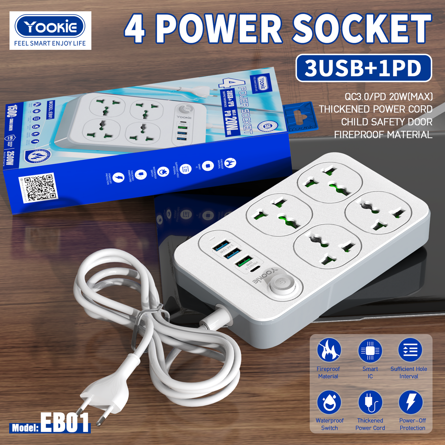 7 in 1  Power Strip Yookie EB01